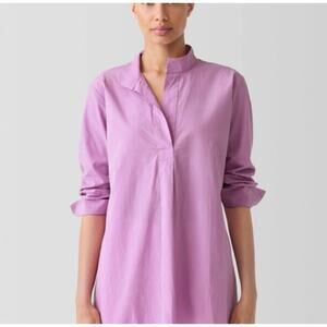 Eileen Fisher 100% Organic Cotton Mandarin Collar Tunic Top –Purple (Size Small)